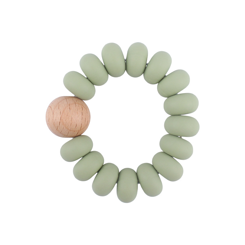 Nuevo bebé suministros granos planos espaciador creativo bebé silicona mordedura haya molar pulsera mordedor juguete