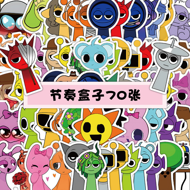 70 Stickers of Hot Game Prunki Rhythm Box Special-Shaped Stickers Decorative Water Cup Suitcase Computer Stickers Batch