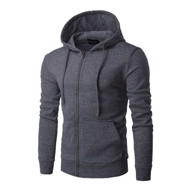 2025 Cross-Border Hooded Zipper Sweatshirt Men's Slim Hoodie Sports Casual Sweatshirt Men's Supports Logo Printing