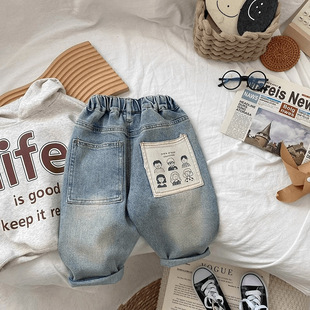 Baby 2025 New Boys' Casual Street Pants Jeans Spring and Autumn Korean Style Children's Western Style Spring Long Pants