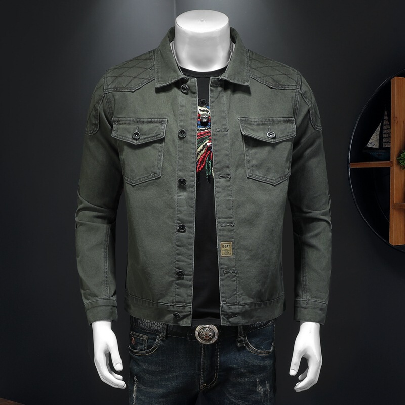 Spring and Autumn New Fashion Trend Workwear Casual Tops Men's Lapel Tops Top Jk730