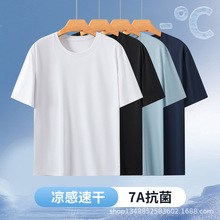 速干透气短袖男2025纯色T恤男士健身运动户外男生上衣夏冰丝面料