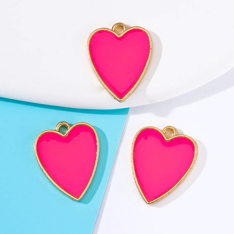 DIY Ornament Accessories, Bracelets, Earrings, Necklace Classification 20 PCS/Package Alloy Multicolor Heart Shape Pendant DIY Ornament Accessories Bracelets Earrings