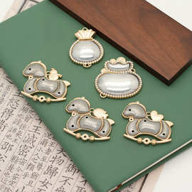 新款马上有銭吊坠底托/保色设计感宋锦DIY饰品配件材料包工 厂批