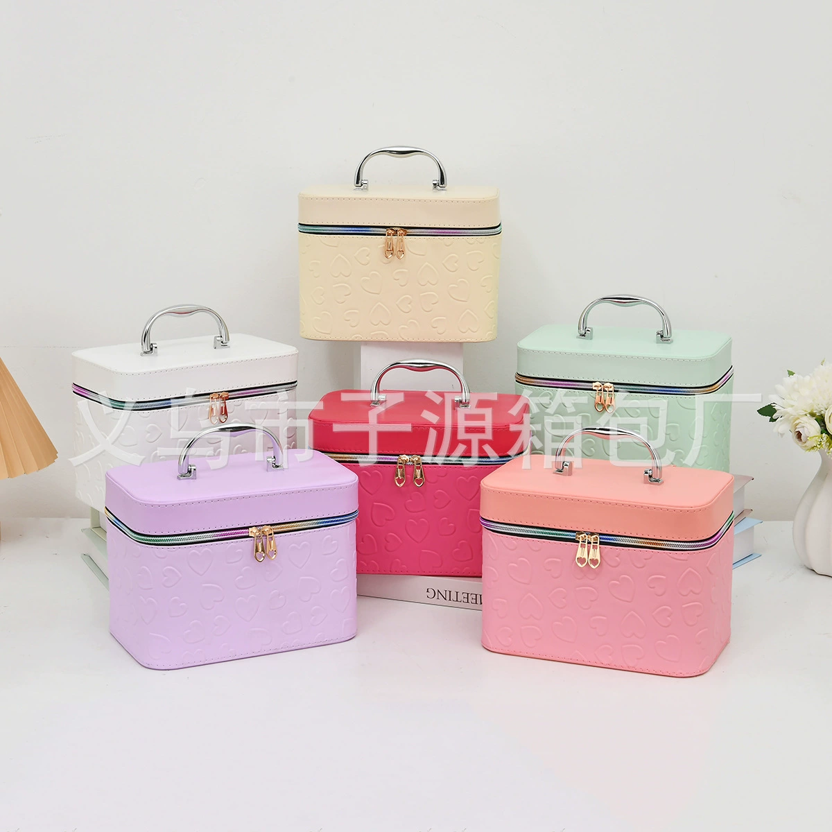Capacious cosmetic bag, brand high quality universal mirror, portable handheld storage system, high-quality style, with handy hand