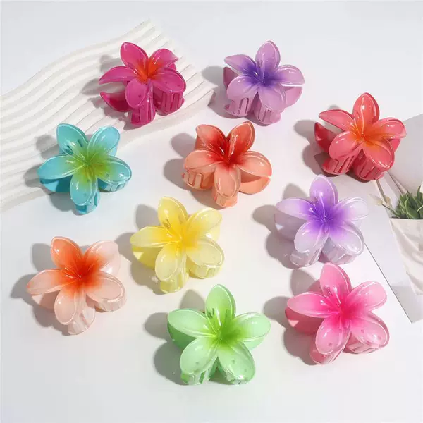 Women's 8cm Cross-Border Hot Selling Transparent Gradient Color Egg Flower Hairpin Back of the Head Grabber Sweet and Fashionable Hair Accessories