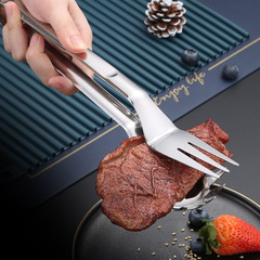 304不鏽鋼撈麵夾多功能食品夾子家用廚房油炸夾牛排煎鏟夾食物夾