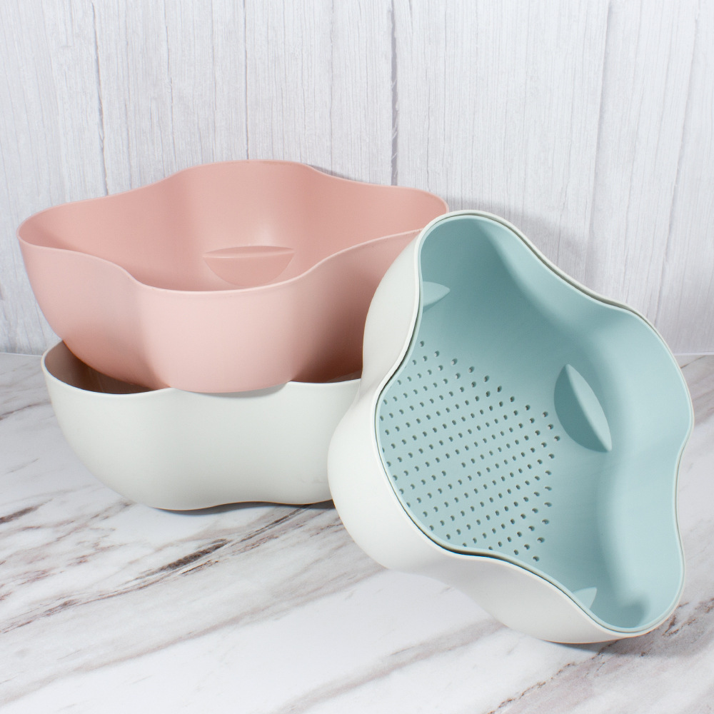 Cesta de drenaje de doble capa para cocina, para verduras y frutas, multi-especificación, al por mayor