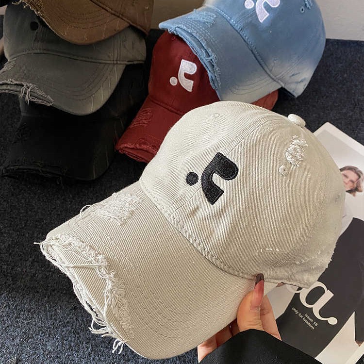 Retro hacer viejos agujeros gorra de béisbol boca de pato profundo alrededor de la cabeza de la mujer 2025 sombrero solar de primavera muestra cara pequeña