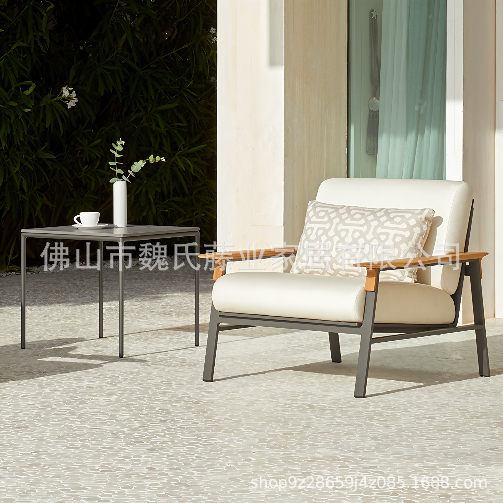 Sofá de tejido de cuerda al aire libre patio de ocio al aire libre jardín pequeño balcón villa a prueba de agua y protección solar