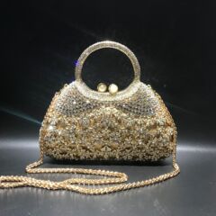 Clutch bag跨境水钻包镂空金属镶钻晚宴包外贸女士满钻宴会手提包
