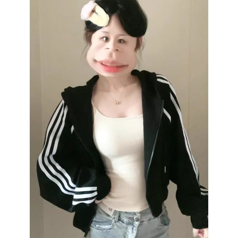 美式三条杠短款外套女2025新款秋季韩系立领棒球服运动穿搭上衣|undefined