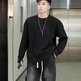 2025年新款慵懒风可外穿套头圆领毛衣男感春季套头打底针织衫