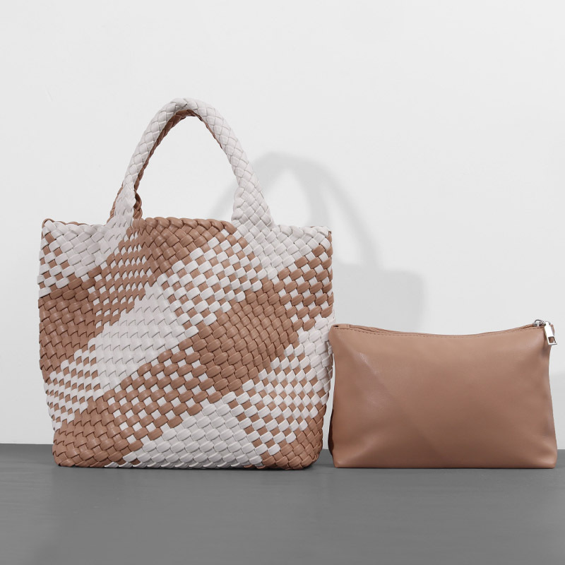 Bolso de cubo de cuero suave, bolso de tote tejido, bolso grande europeo y americano, bolso transfronterizo de comercio exterior de Amazon, bolso de canasta de verduras