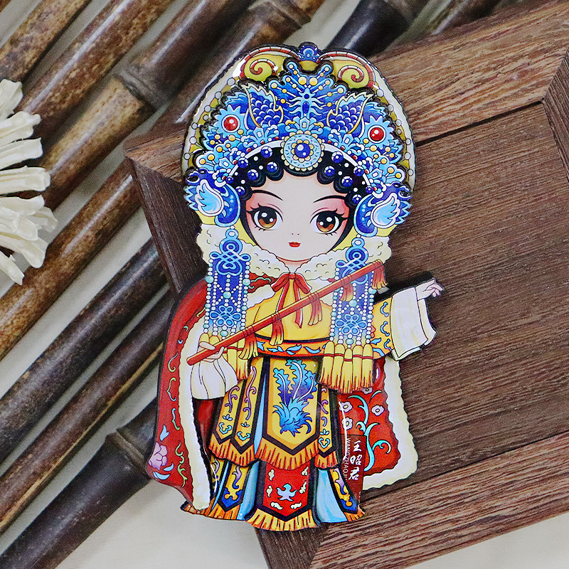 木の京劇の顔の譜の冷蔵庫は中国風の文創の記念品の磁気を貼って穆桂英関羽の楊貴妃の磁気を貼って貼ります。