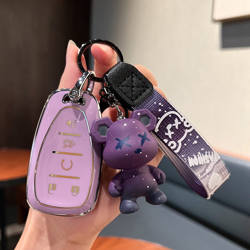 시보레 H-스마트 5 키 [싱글 쉘 퍼플] + 퍼플 난폭한 곰 펜던트