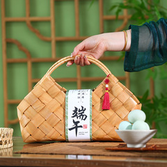 お祭り用包装、お土産、手提げギフトボックス、手作り竹木編み手提げかご、竹かご、新年ギフトかご、ビジネスギフト