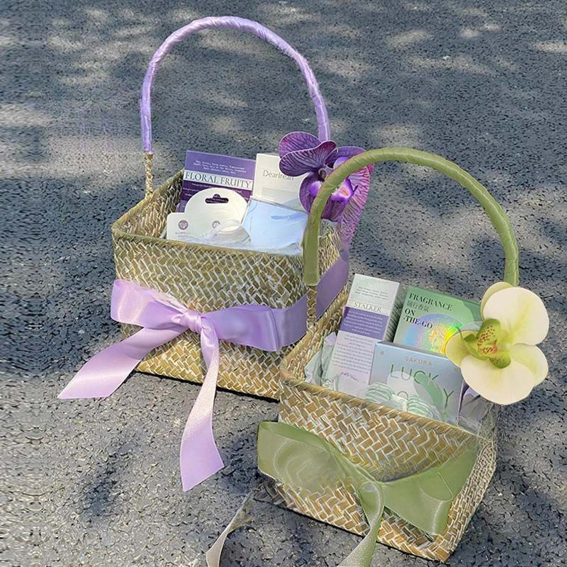 結婚式のブライズメイドギフトボックス、100日宴会キャンディボックス、高級お返しギフト、ポータブル編み込みバスケット、高級ギフトボックス、空箱|undefined