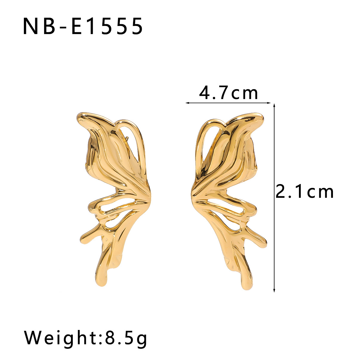 Butterfly Pattern Women's Gender 1 Pair Elegant Butterfly Plating Pleated 304 Stainless Steel Ear Studs