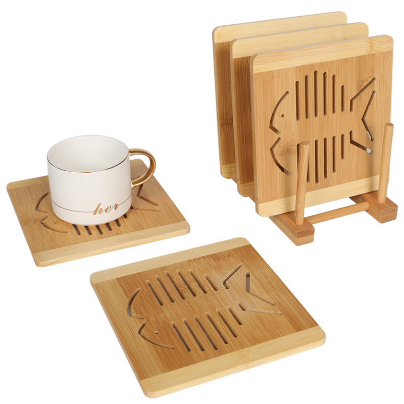 厂家刻字竹质镂空餐垫餐厅家用杯垫砂锅垫碗盘简约餐桌隔热垫子