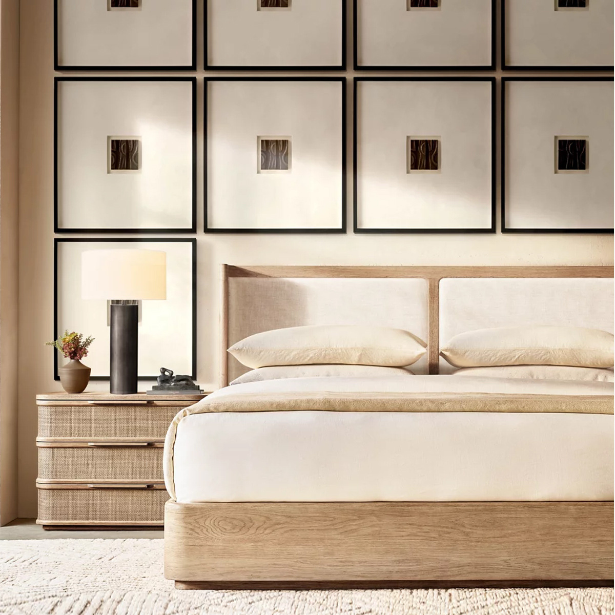 American-Style Country Retro Solid Wood Bed French Simple Bedroom Home Villa 1.8m Wedding Bed Rh Master Bedroom Double Bed