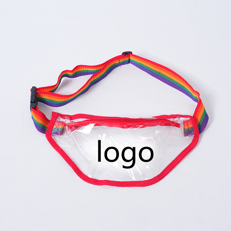 Cross-Border PVC Transparent Waist Bag, 2024 New Style, Outdoor Sports Gold-Stamped Rainbow Color Waist Bag, Waterproof Travel Shoulder Bag