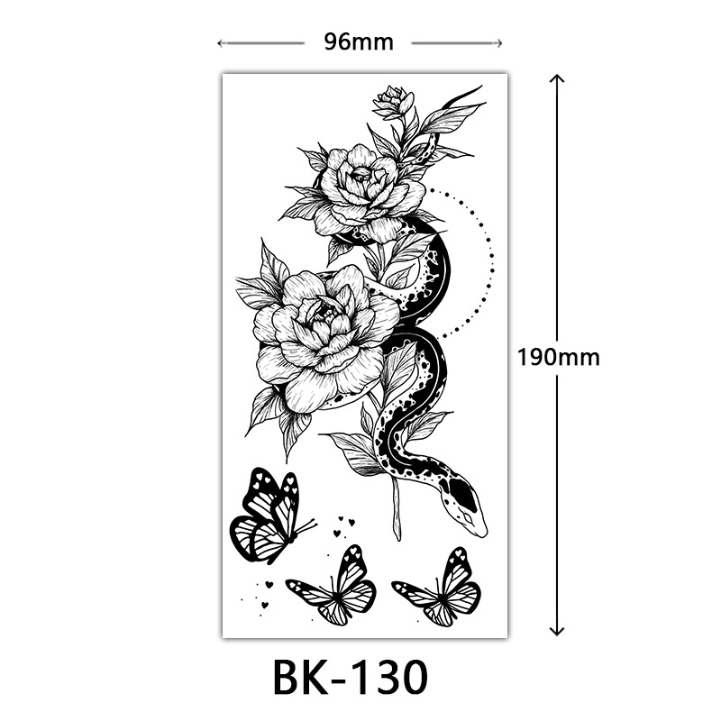 Tatuaje Temporal de Flores Boceto de Papel de Transferencia al Agua, Impresión por Transferencia de Agua, para Cuerpo image 136