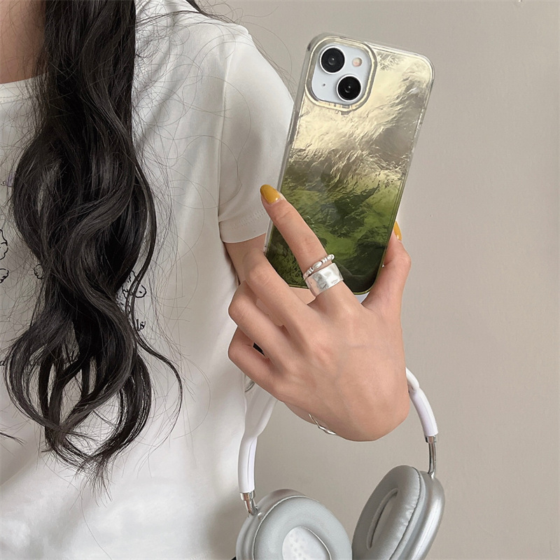 Patrón de papel de aluminio degradado simple para iPhone16/15ProMax funda para teléfono móvil pareja 13 Apple 14Pro