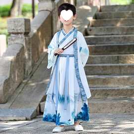 汉服儿童男童春夏少爷服古风公子侠客风唐装中国风古装国学演出服