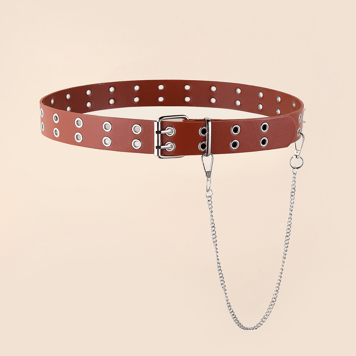 Fábrica al por mayor de las mujeres hebilla cinturón moda las mujeres doble fila agujero de aire decorativo jeans cinturón las mujeres