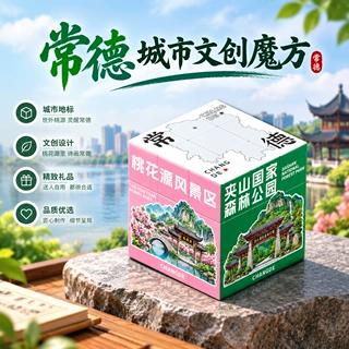 湖南常德文创魔方定制三阶文创景点博物馆桃花源旅游益智玩具礼物
