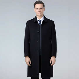 羊绒大衣男中长款翻领中年羊毛呢子商务休闲冬季厚款羽绒内胆外套