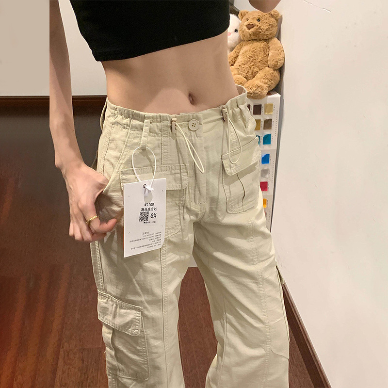 Stylish Sand White Loose Straight Casual Workwear Women's Summer New American Style Spicy Girl Low-Waist Narrow Wide-Leg Pants Stylish Sand White Loose Straight Casual Workwear Women's Summer New American Style Spicy Girl Low-Waist Narrow Wide-Leg Pants