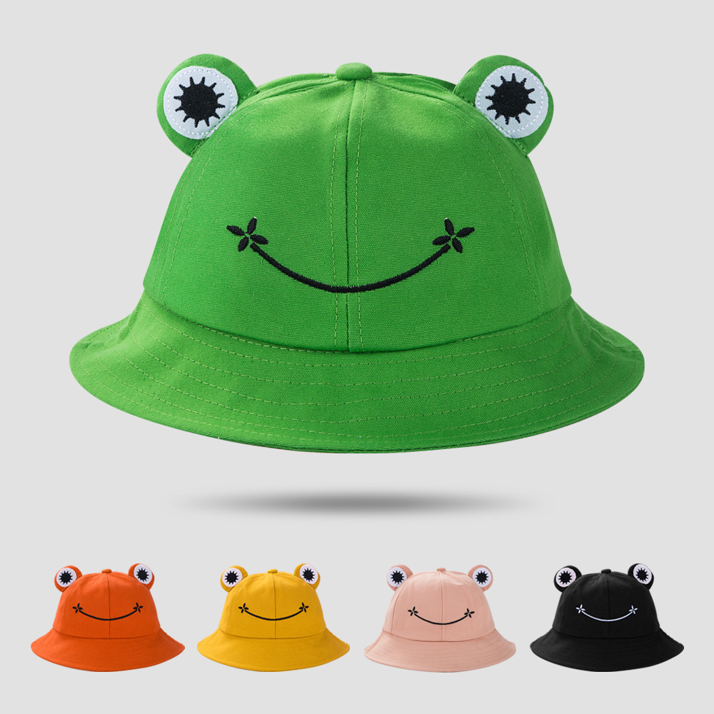 Fisherman Hat Korean Version Cute Art Frog Smile Embroidery Sun Hat Warm Basin Hat display picture 10