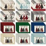 亚马逊爆款圣诞节餐垫圣诞雪人亚麻桌垫雪花格子印花餐盘隔热垫