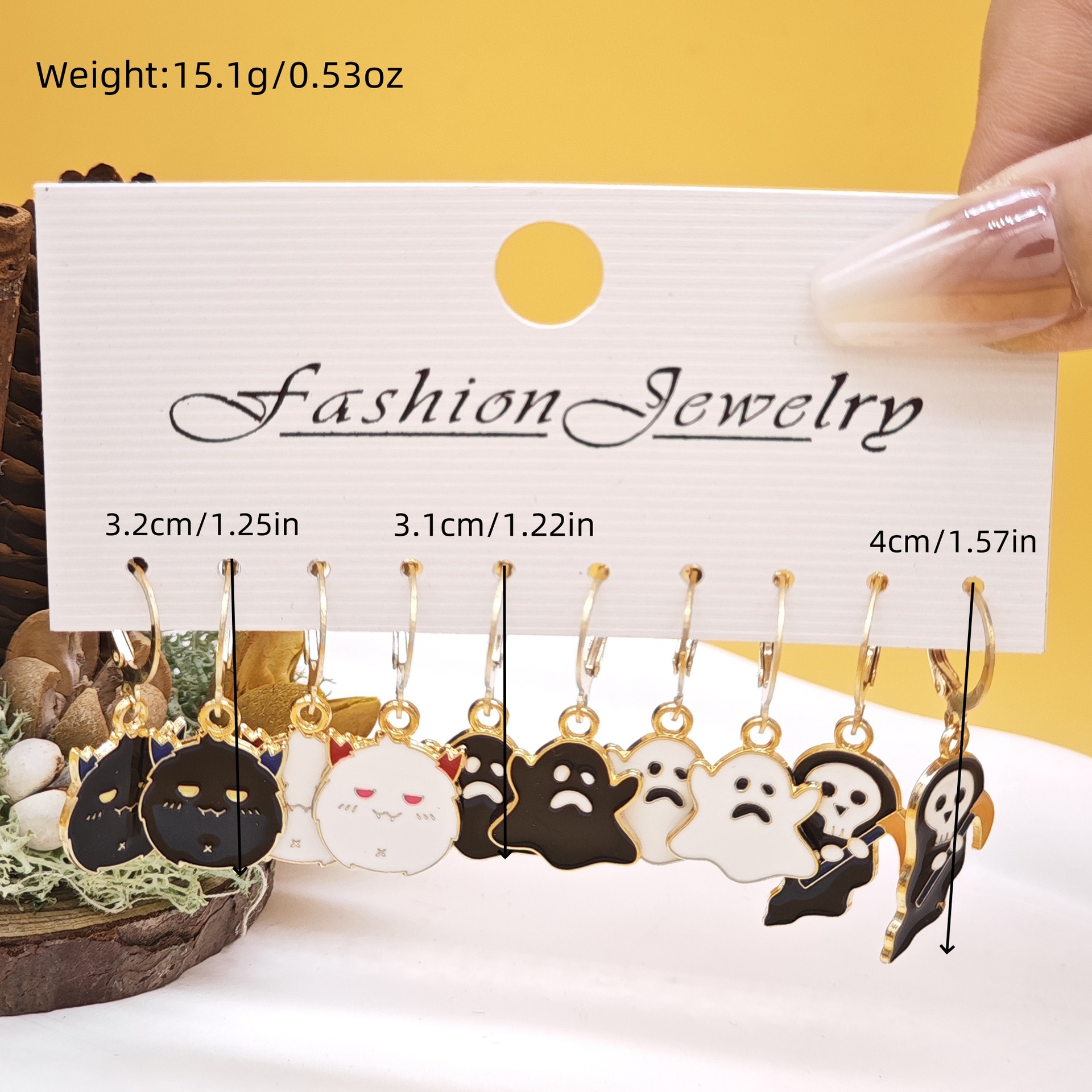20g Weight Alloy Ear Needle Material Drop Earrings Classification 1 Set Quantity Holiday, Daily Occasion Alloy Material Halloween Festival Pumpkin, Cat, Ghost Pattern Women's Gender Cartoon Style Style Enamel Craft Cartoon Style Pumpkin Cat Ghost Alloy Enamel Earring Sets For Women's Holiday Daily 14