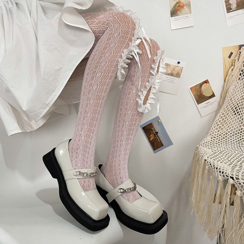 spring and summer new hot girl hollow satin lace ins internet celebrity style Korean version thin lace bottoming stockings for women