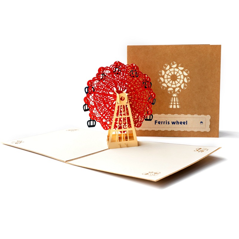 Birthday Creative3 D Greeting Cards Handmade Cards Postcards Blessings Message Cards Retro Ferris Wheel Paper Sculpture