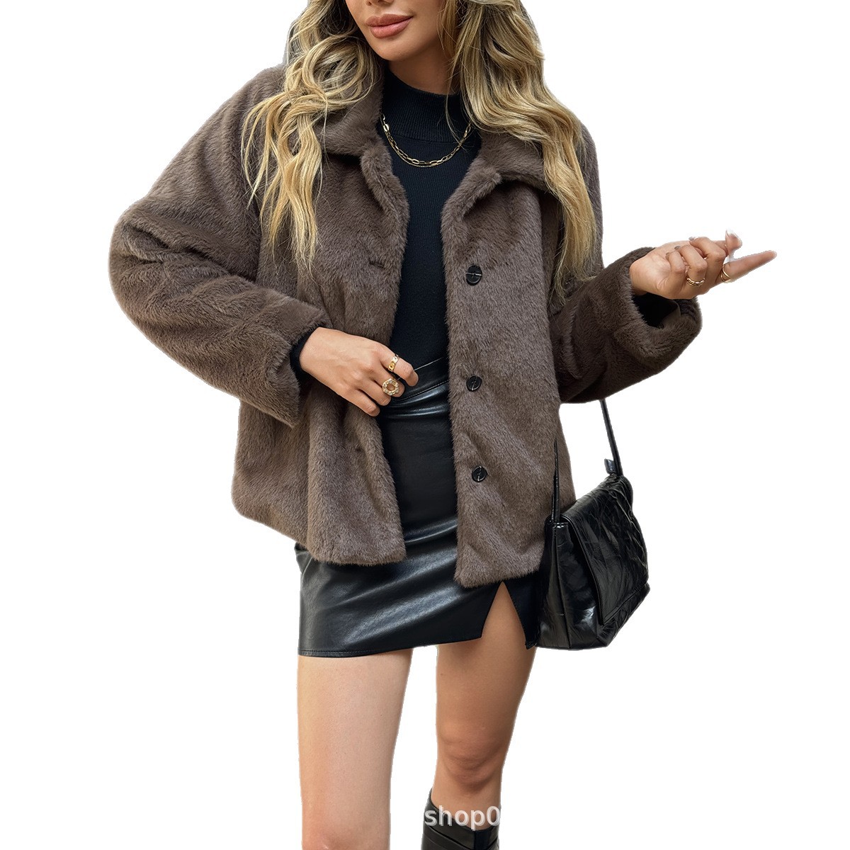 Women's Clothing Elegant Sophisticated Fur Sweater Long Sleeved Coat Overcoat European American Style Autumn Winter_ecoleips.com