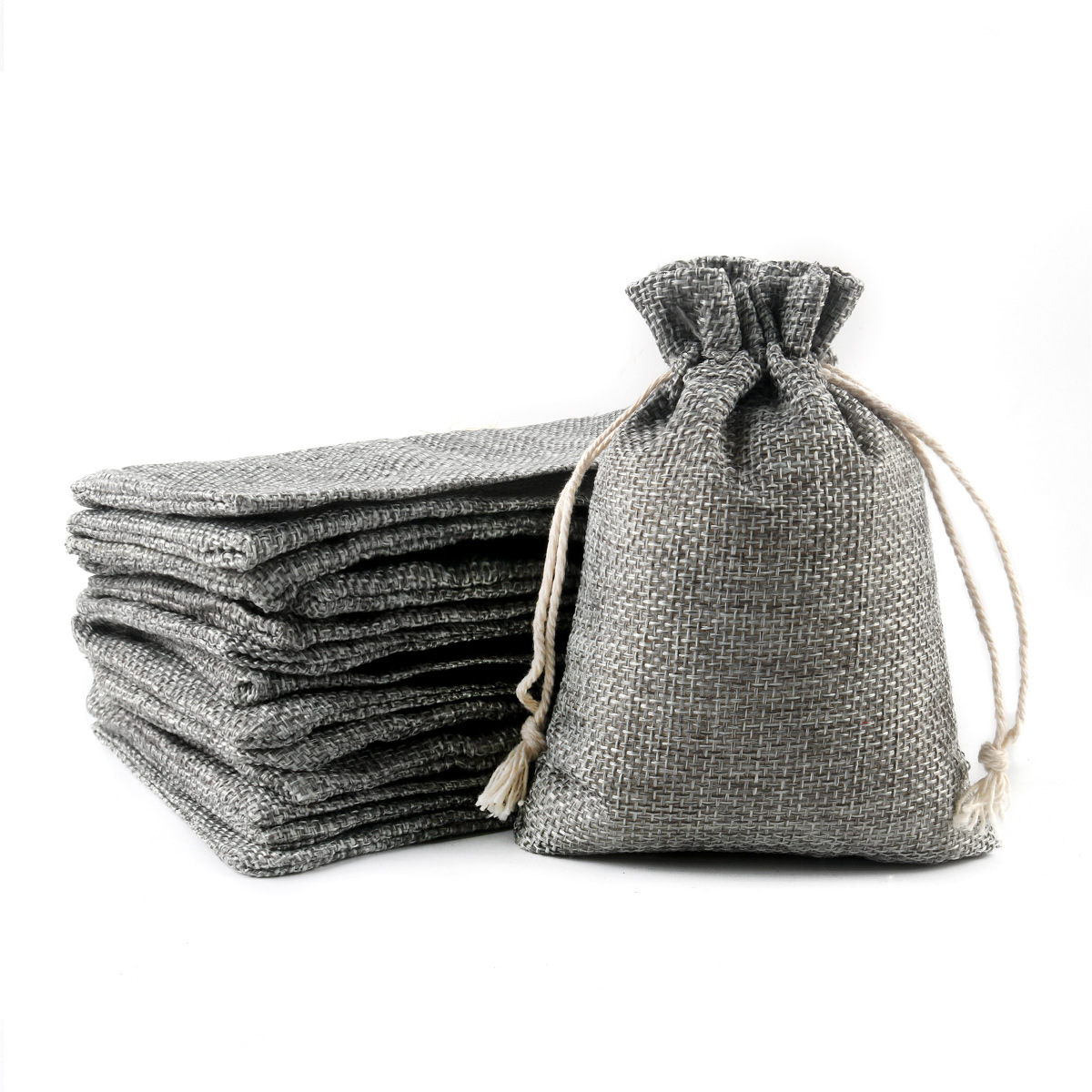 工厂现货 灰色麻布袋 24个装圣诞节礼品包装袋 首饰饰品收纳袋