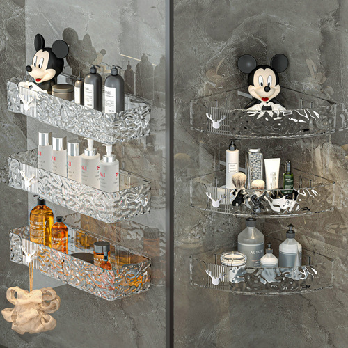 Light luxury water corrugated storage rack glacier pattern bathroom kitchen sink storage rack wall hanging storage corner tripod