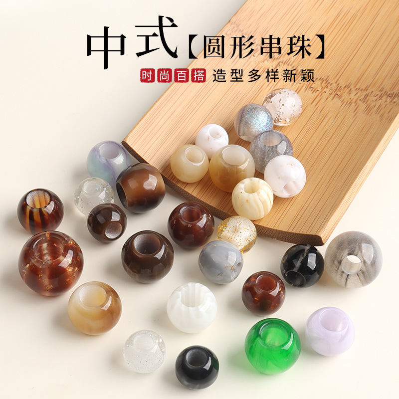 芬锦金箔烟丝大孔珠子吊扣绳盘扣头装饰扣穿绳扣现货批发中国风|undefined