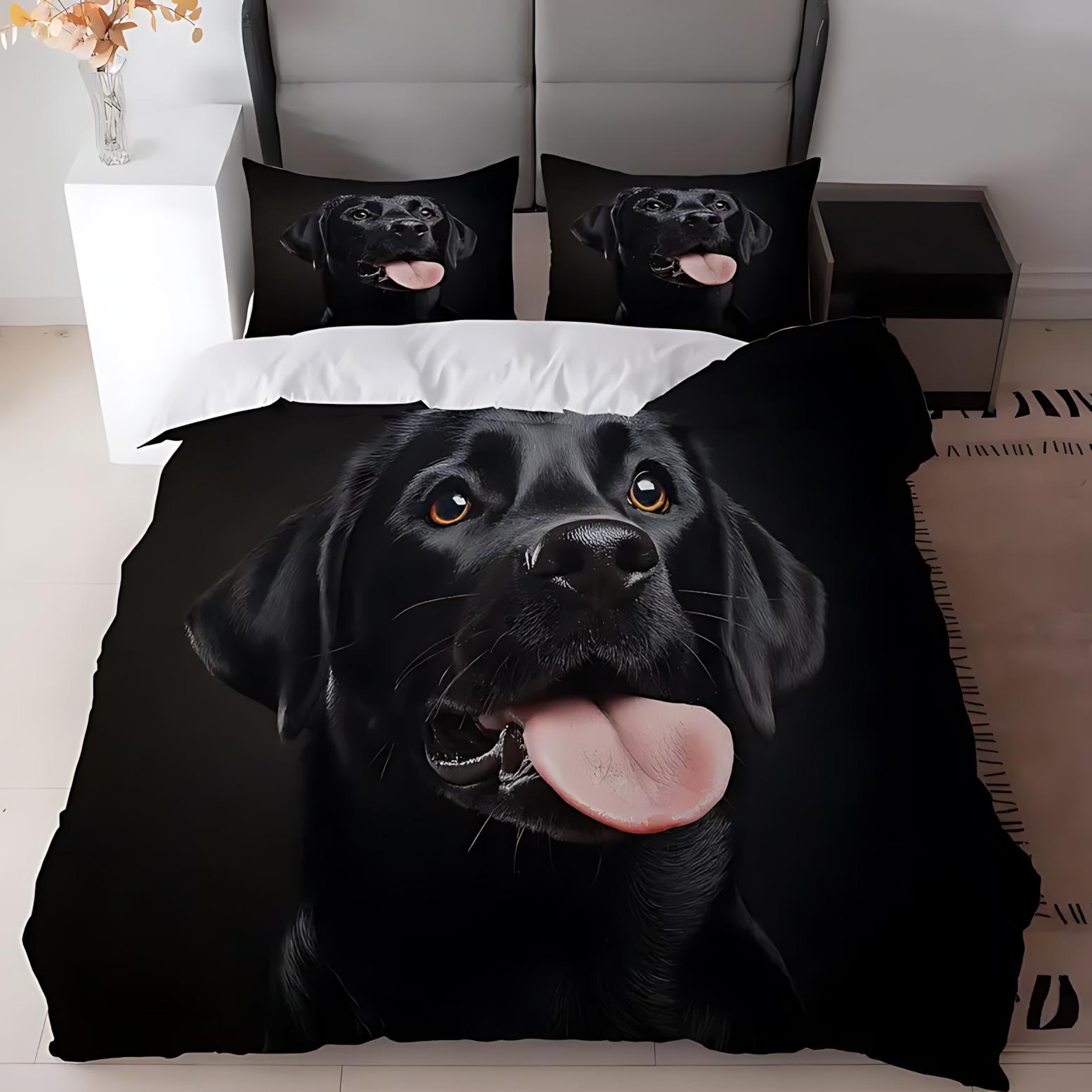 TEMU / JIT Amazon Cross-Border Cute Dog Pattern HD Digital Edredon Kit de ropa de cama