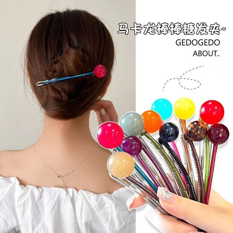 한국 아크릴 롤리팝 한 단어 클립 머리핀 머리 개구리 버클 머리핀 머리 받침대 머리 그립 클립 헤드웨어