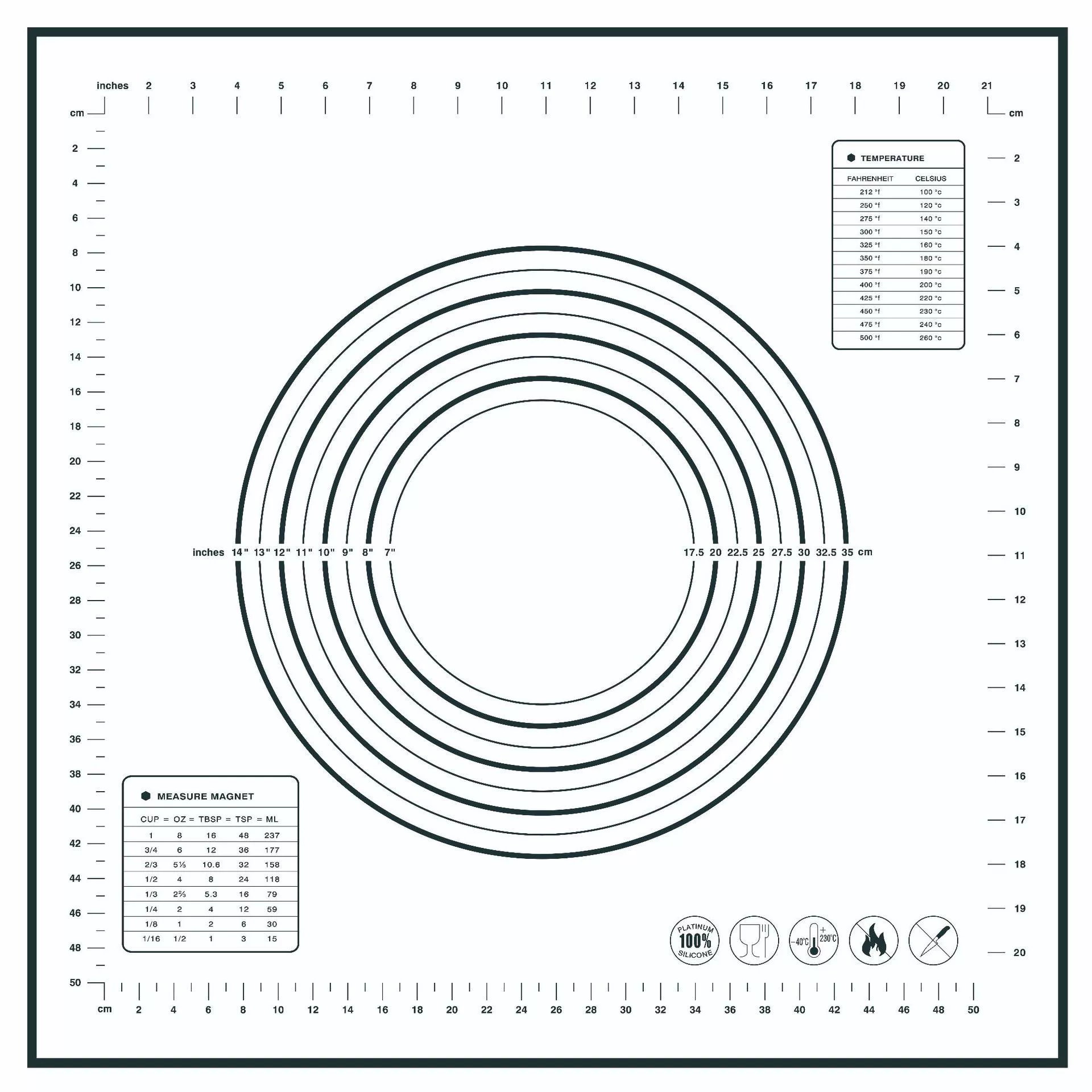 Silicone Kneading Pad, Baking/Rolling Cushion, Multiple Sizes 30×40–60×80 cm, 0.35 mm