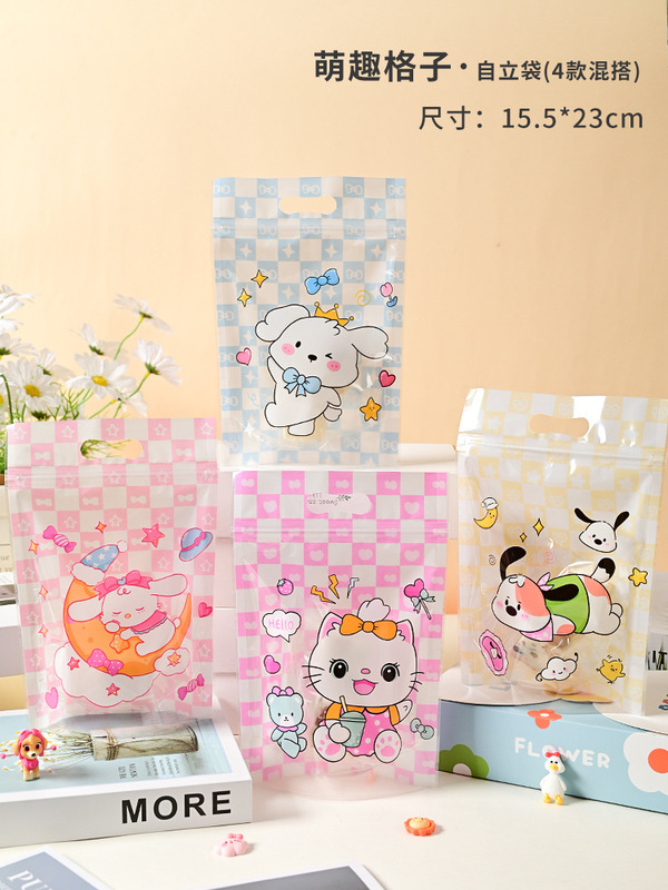 漫画のビスケットの自立袋の雪の花のチャックの自封袋の牛の砂糖のお菓子の焙煎の間食の包装袋の密封袋|undefined