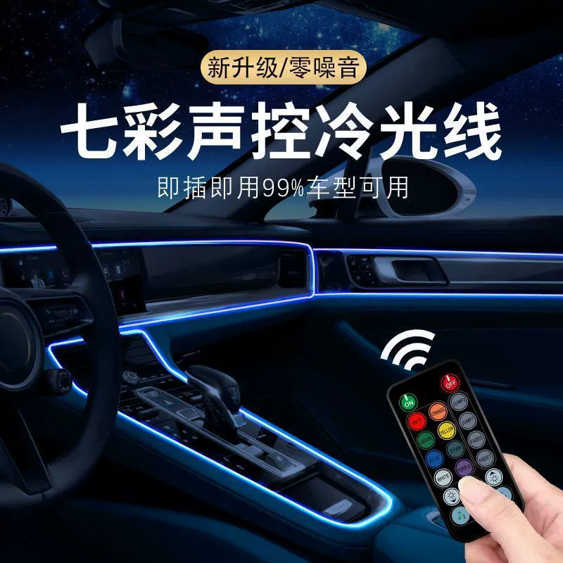 Красочная светодиодная лента для внутреннего освещения салона автомобиля с голосовым управлением для модификации дверей автомобиля без проводки.
