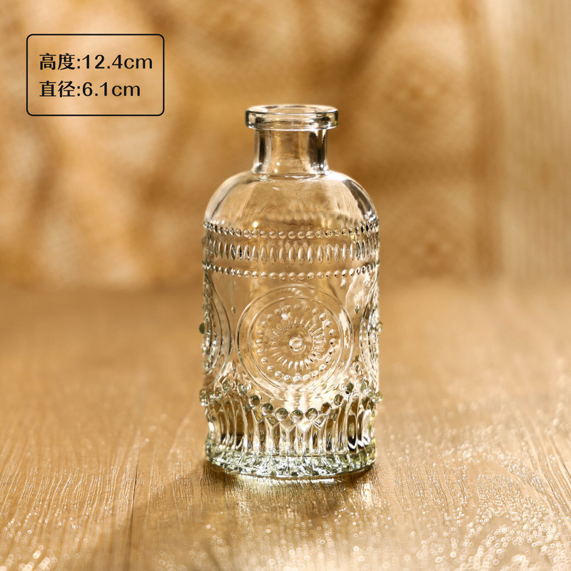 亚马逊同款迷你玻璃花瓶 ins风透明摆件插花中古高级感小花瓶套装|undefined