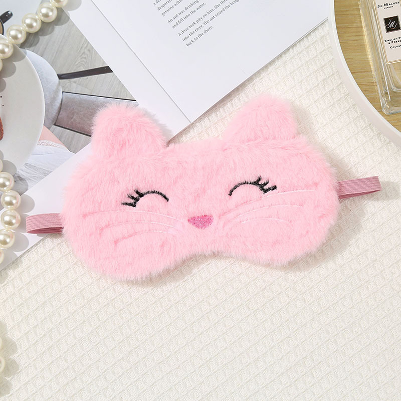 漫画かわいいぬいぐるみのアイマスクの子猫はウサギの毛の遮光アイマスクの潮流刺繍睡眠アイマスクの卸売りをまねます。|undefined