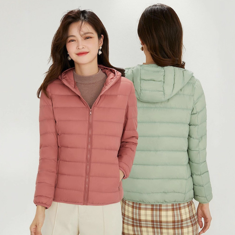 Customized Autumn and Winter 90 White Duck down Lightweight down Jacket for Women, Short Style with Hood, Plus Size Lightweight Jacket Customization